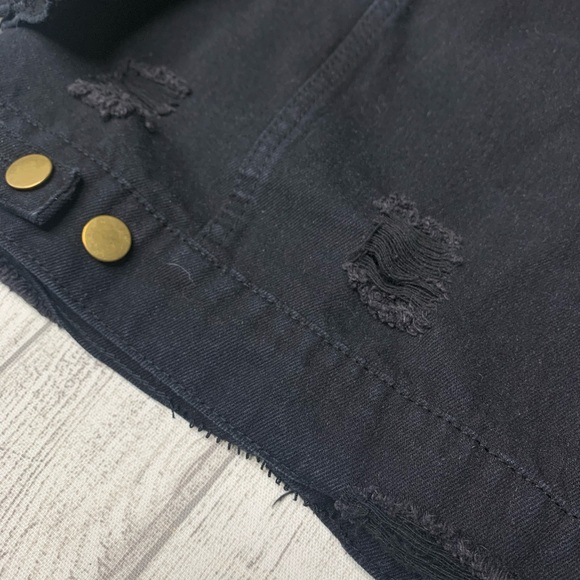 Say What? Distressed Black 4 pocket denim jacket. - Picture 4 of 9